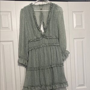 Floral Green Ruffle Dress